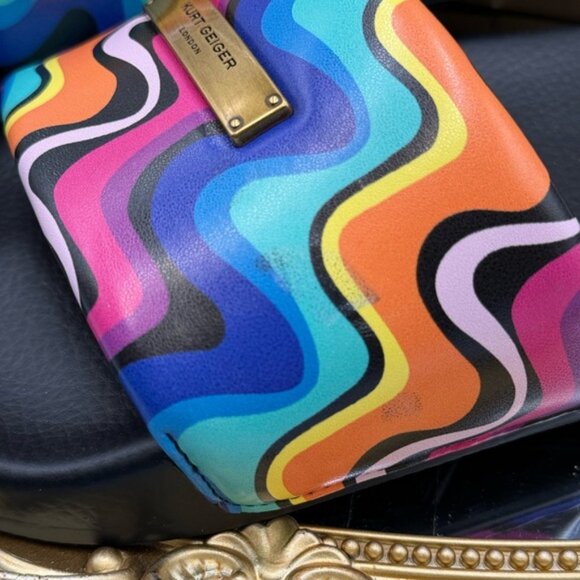 🆕 KURT GEIGER LONDON 🧿 NWOB Brixton Plate Pool Slide, Groovy Rainbow - Sz 6 - Picture 13 of 13